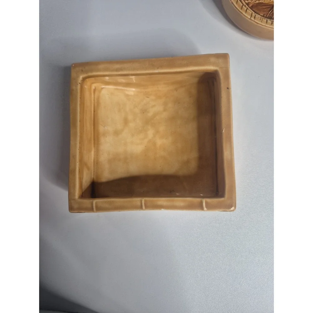 Duncan Enterprises 1982 Vintage Ceramic 4-Seasons Coasters & Holder Cottagecore